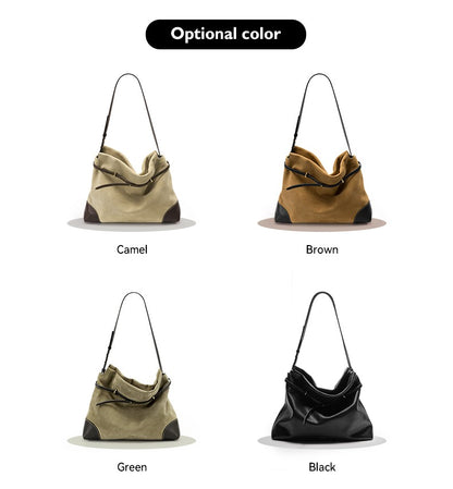 ?Genuine Suede Women's Bag Large Capacity Crossbody Underarm Tote for Commuting Multi-functional Hobo Bag
