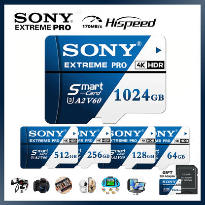 SONY Extreme Pro SD Memory Card 1TB High Speed Micro SD Card 128GB 256GB 512GB 64GB C10 TF Flash Card For Phone Drone Camera