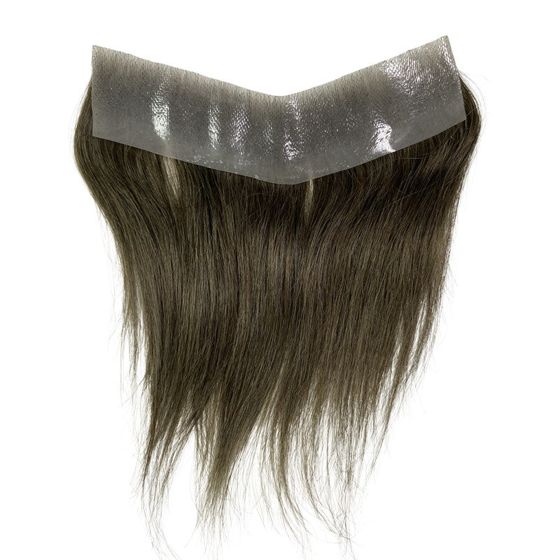 Prótese Capilar Masculina Frontal Fina de PU, com linha do cabelo natural, estilo V, em cabelo humano loiro, sistema de substituição capilar para homens