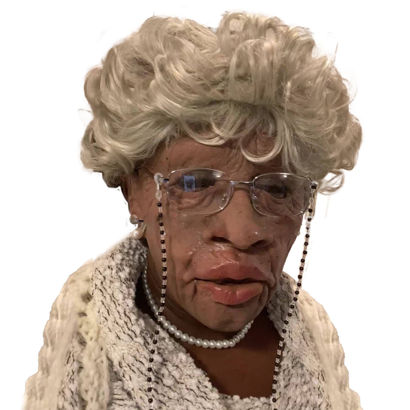 Black Elderly Woman Man Mask Wrinkle Full for Head Mask Grandpa/Grandma Face Novelty Mask Halloween Party Cosplay Props Supplies