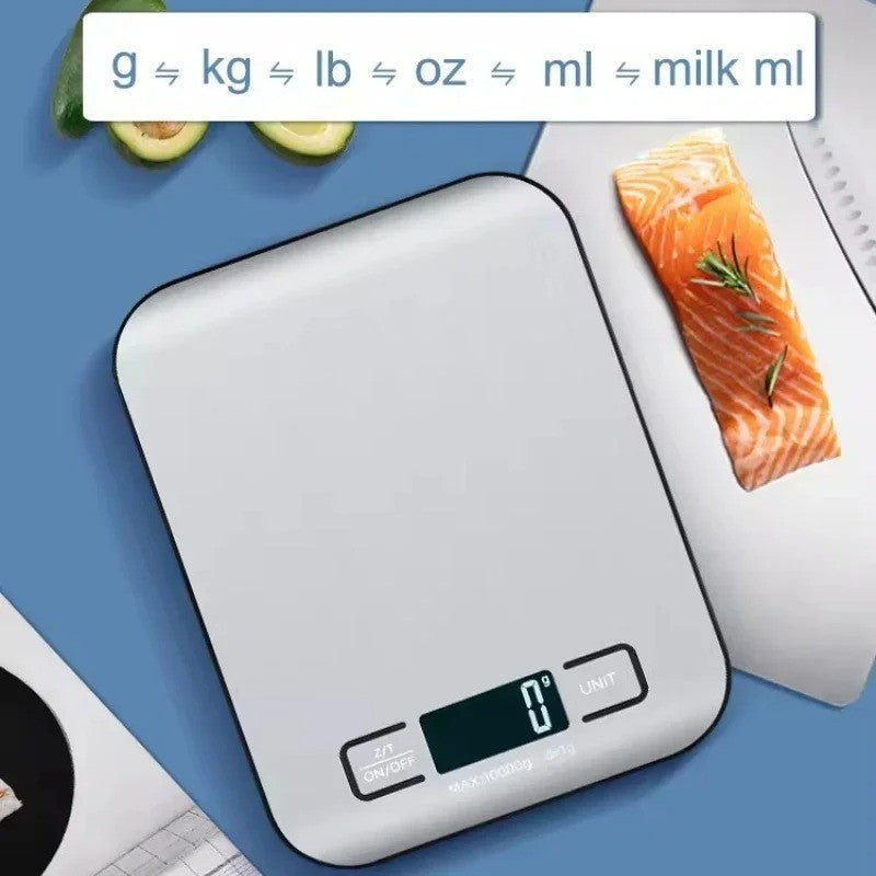 Nova Balança Digital Eletrônica de Cozinha 5kg-1g com Display LED Painel de Aço Inoxidável Ideal para Casa Joias Lanches e Cozimento