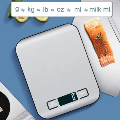 Nova Balança Digital Eletrônica de Cozinha 5kg-1g com Display LED Painel de Aço Inoxidável Ideal para Casa Joias Lanches e Cozimento