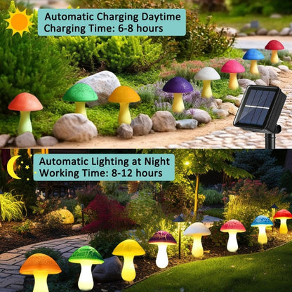 Solar Garden Decor Lights Crack Mushrooms Outdoor Decor Stake String Lights Waterproof Solar Pathway Lights Christmas Decoration