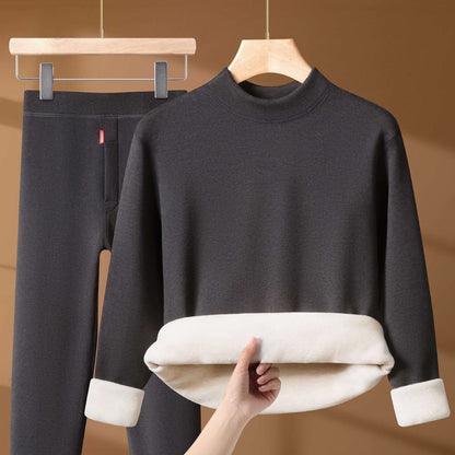 Winter Thermal Underwear Set For Men And Women Thick Velvet Lining Suitable For Wearing Cold Warm Underwear's Top And Bottoms