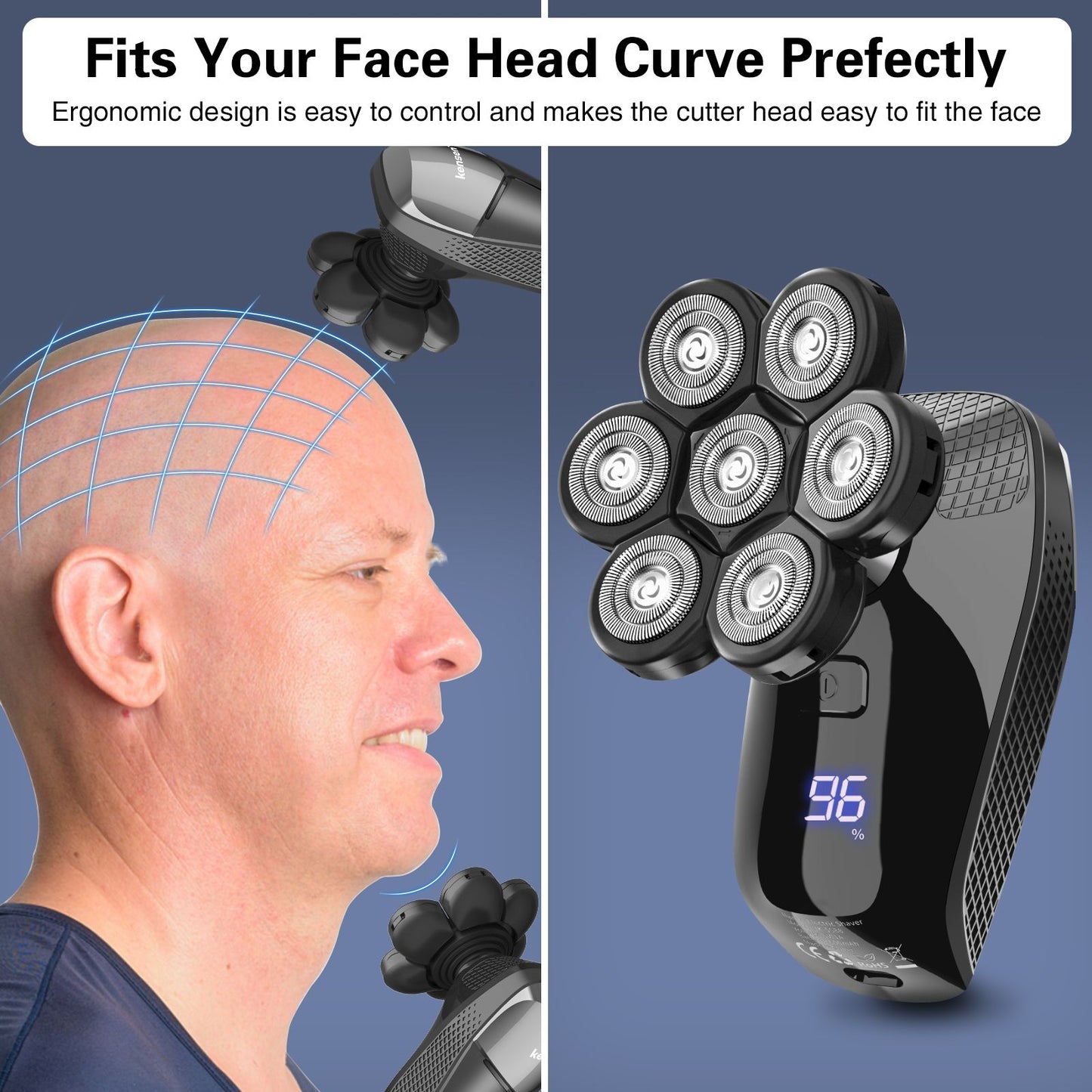 Kensen 5 In 1 Electric Shaver 7D Floating Cutter Head Rechargeable Shaver Kit For Men IPX6 Waterproof Beard Trimmer head shavers