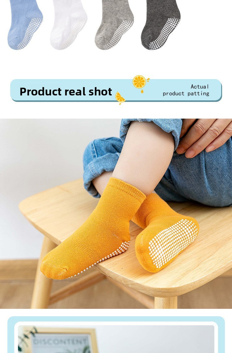 6 Pairs Baby Socks Spring Autumn Cartoon Weather Full Bottom Anti Slip Mid Tube Kids Boys Girls Socks