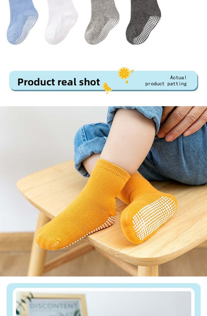 6 Pairs Baby Socks Spring Autumn Cartoon Weather Full Bottom Anti Slip Mid Tube Kids Boys Girls Socks