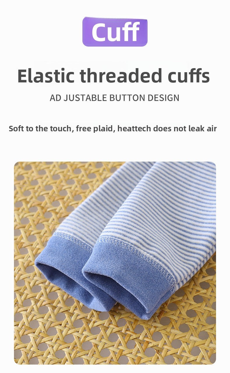 Retro Kids Thermal Underwear Set Wool Silk Dralon Winter Warm Pajamas Boys Girls Homewear Outfit