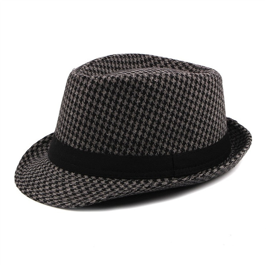 Primavera Verão Novo Chapéu Xadrez Vintage Masculino Chapéu de Lã para Homens de Meia-Idade e Idosos Chapéu de Cavalheiro Chapéu de Jazz