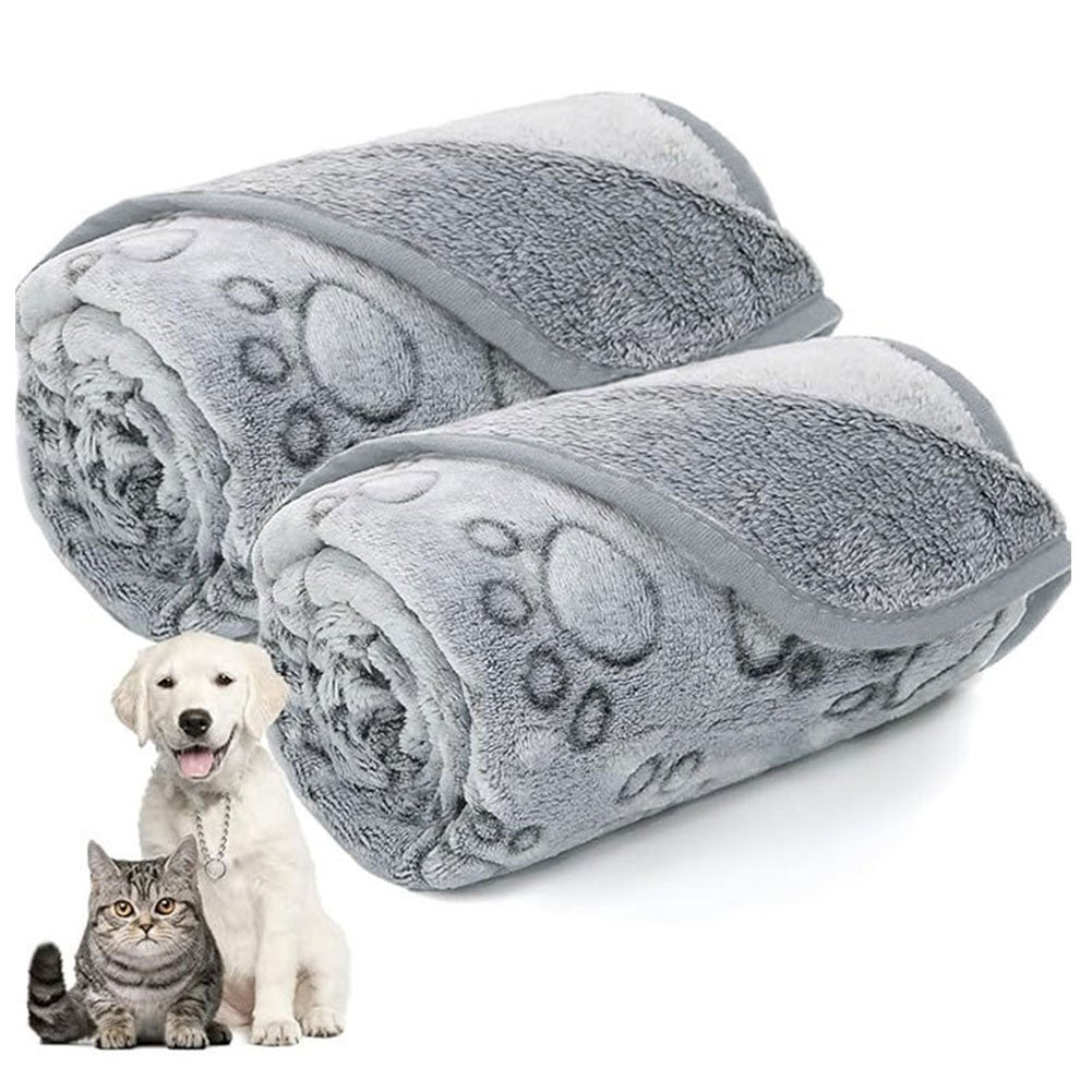 Colchonete de Flanela com Estampa de Patas para Cães e Gatos, Manta Macia e Quente Lavável para Sofá, Cama e Assento de Carro
