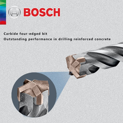 BOSCH Broca para Concreto e Madeira para Martelo Elétrico de Quatro Furos e Duas Ranhuras, de Duas Pontas, Série 5, com Haste Redonda
