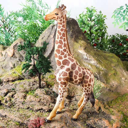 Oenux Zoo África Animais Selvagens Girafa Simulação Modelo Bonecos de Ação PVC Brinquedo Educacional Fofo para Crianças
