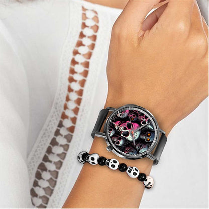 Hot Halloween Simple Skull Design Men And Women Quartz Watches Casual Black Silicone Clock Gift Watch