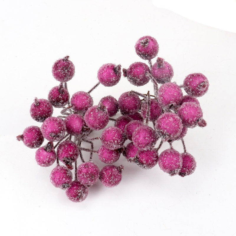 40pcs Mini Christmas Frosted Artificial Berry Vivid Red Holly Berries Wedding Party Decoration Artificial Flowers Home Decor