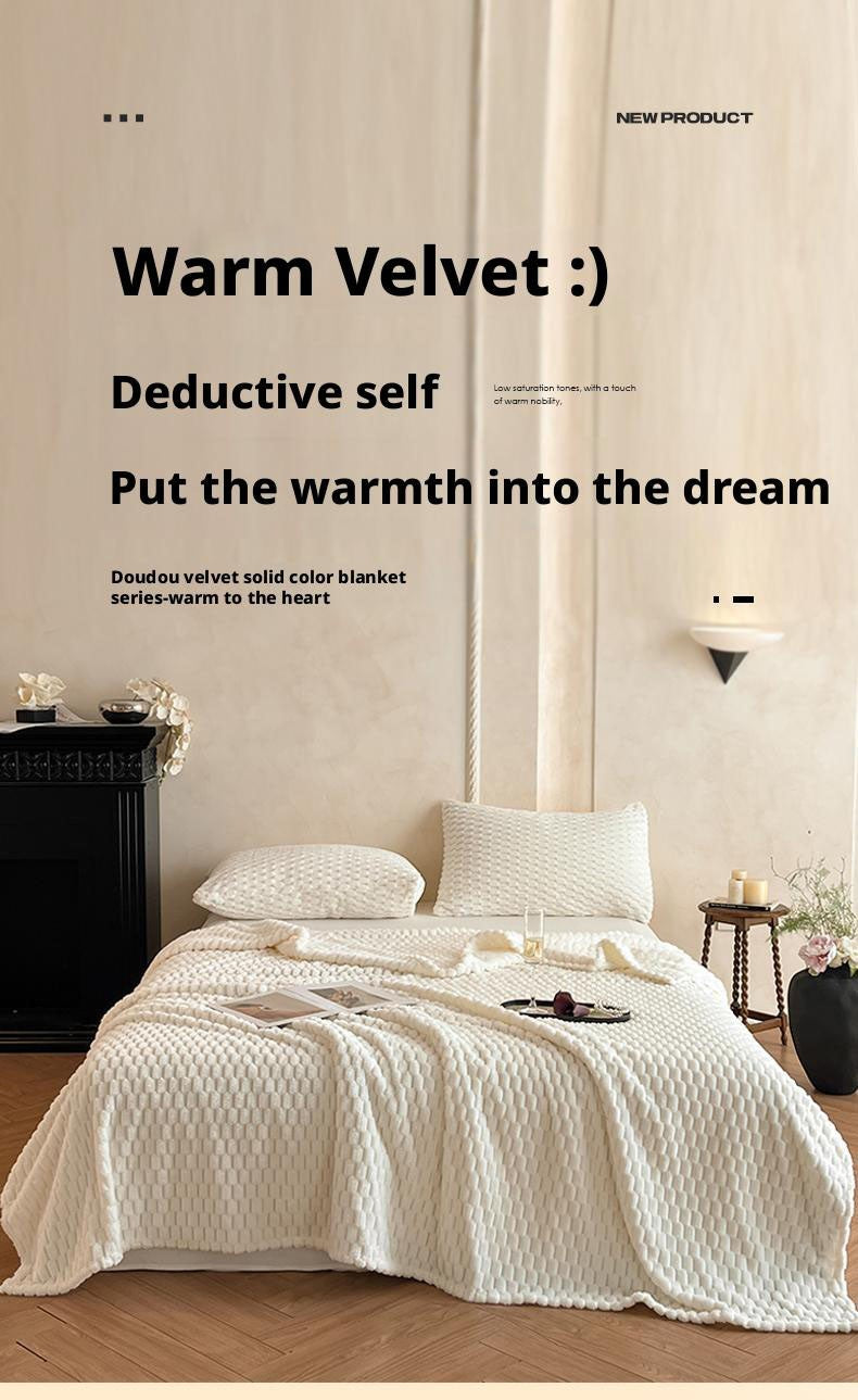 Manta de Tricô Branca Creme Felpuda Decorativa 3D Jacquard Flanela Fleece Super Macia de Pelúcia Aconchegante para Sofá Cadeira