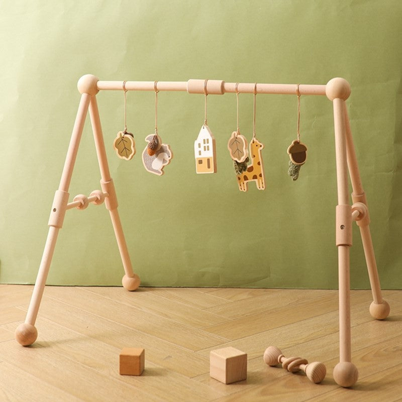Móbile de Berço de Madeira, Chocalho e Mordedor, Brinquedos Sensoriais para Bebês, Brinquedos de Atividades para Carrinhos, Presentes para Ginásios de Bebês Recém-Nascidos