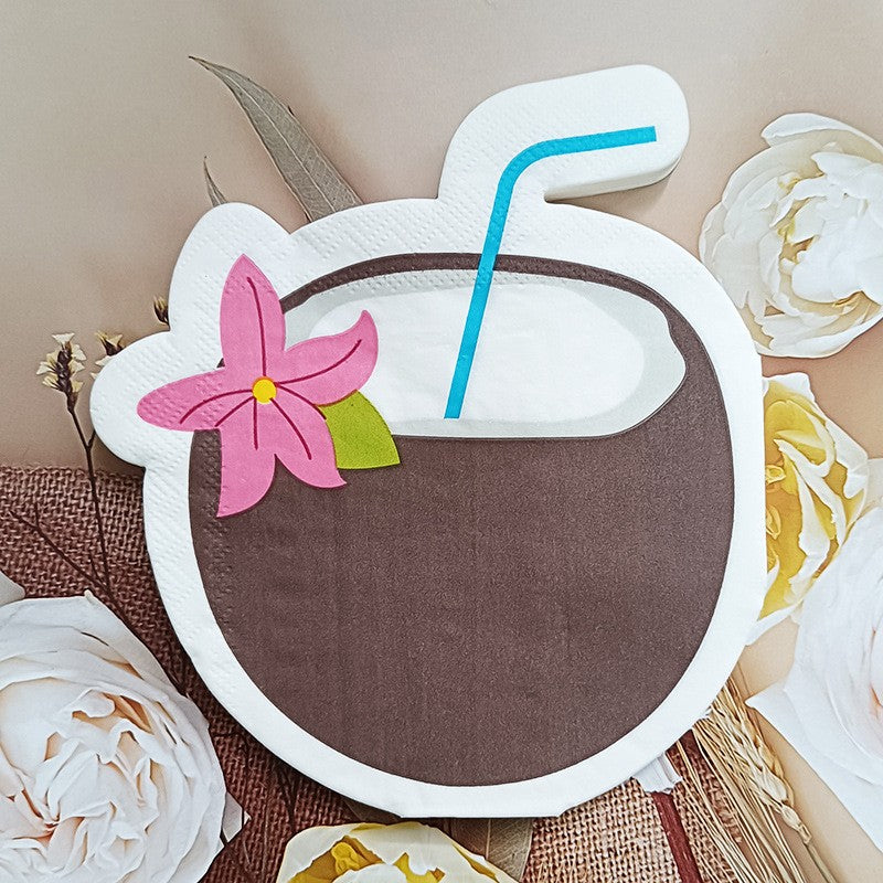 20pcs Hawaiian Tropical Coconut Paper Napkins Disposable Kids Favors For Beach Summer Luau Party