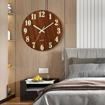 12 Inch Luminous Wall Clock Wood Silent light in dark night Nordic Fashion Wall Clock Non Ticking Clock With Night Light