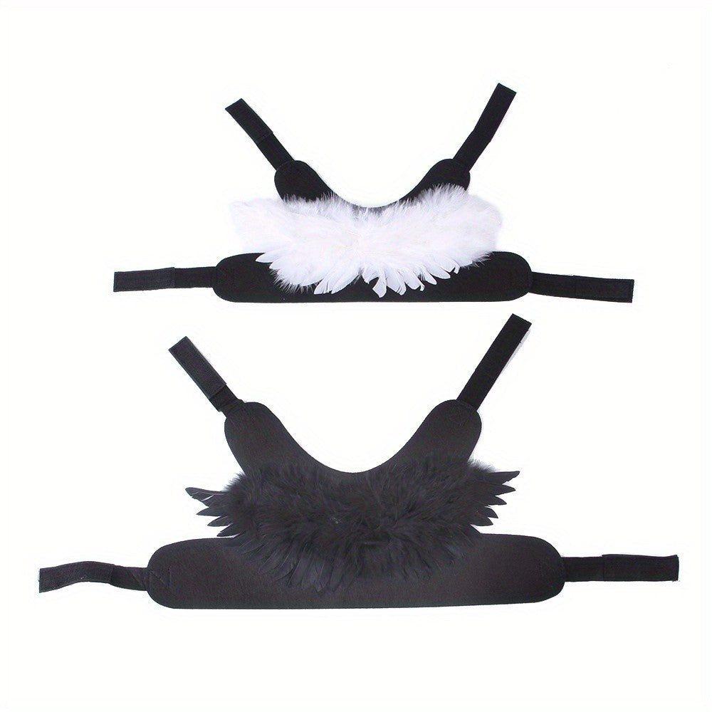 Fantasia de Halloween para Pets Asa de Anjo e Diabo Preta e Branca para Cachorro Gato Coelho Porquinho Presente Divertido para Festa de Halloween Tema Anime B