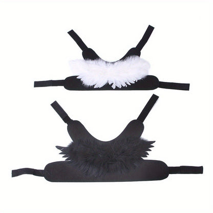Fantasia de Halloween para Pets Asa de Anjo e Diabo Preta e Branca para Cachorro Gato Coelho Porquinho Presente Divertido para Festa de Halloween Tema Anime B