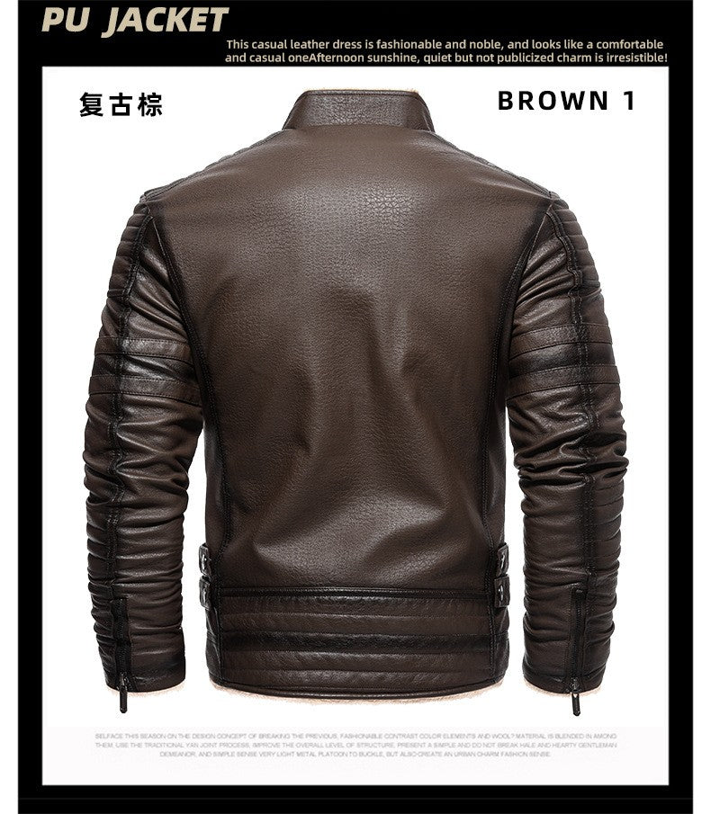 2024 Men Faux Leather Jacket High Quality Casual Zipper Fleece Warm Coats Winter Men Vintage Motorcycle Leather Jacket Men S-4Xl