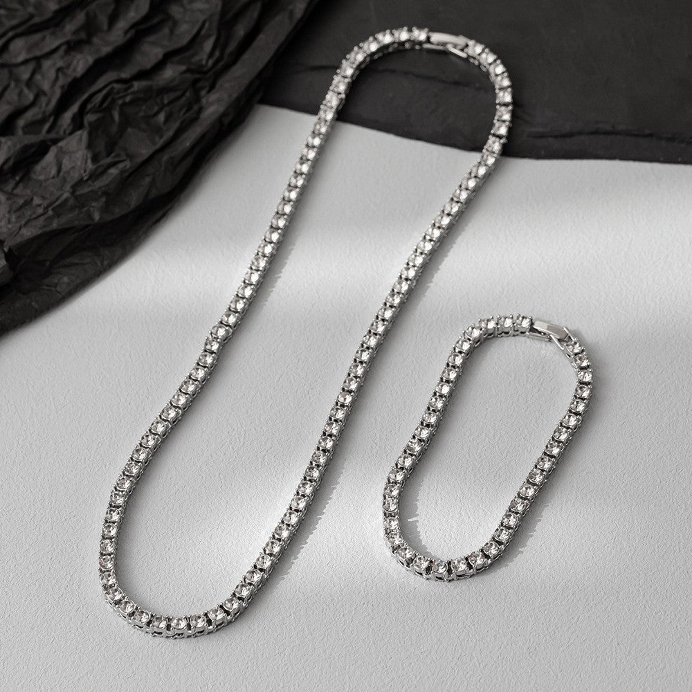 Corrente de Tênis Hip Hop 5MM, Pulseira e Colar Iced Out, Masculino, Moda Prata, Correntes de Tênis, Feminino, Gargantilha 20 polegadas, Presente Punk