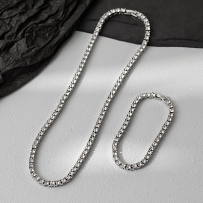 Corrente de Tênis Hip Hop 5MM, Pulseira e Colar Iced Out, Masculino, Moda Prata, Correntes de Tênis, Feminino, Gargantilha 20 polegadas, Presente Punk