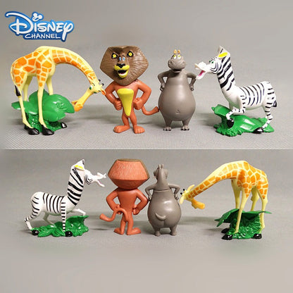 4pçs Filme Disney Madagascar Animal Leão Zebra Girafa Figuras de Coleção Anime Desenho Cosplay PVC Bonecas Modelo Brinquedos para Crianças Presentes