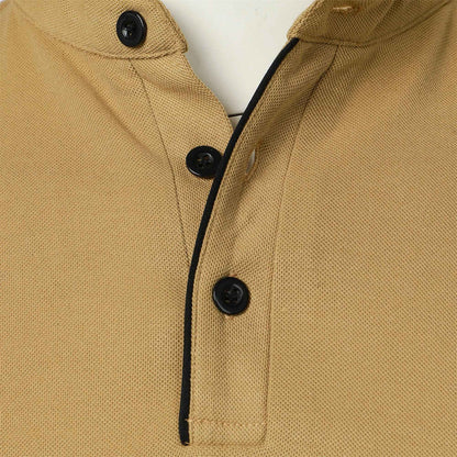 Men's short-sleeved stand-up collar top casual fashion daily solid color short-sleeved stand-up collar T-shirt casual top