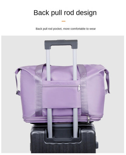 Universal Wheel Expandable Luggage Large Capacity Lightweight Travel Fitness Bag with Dry And Wet Separation Storage