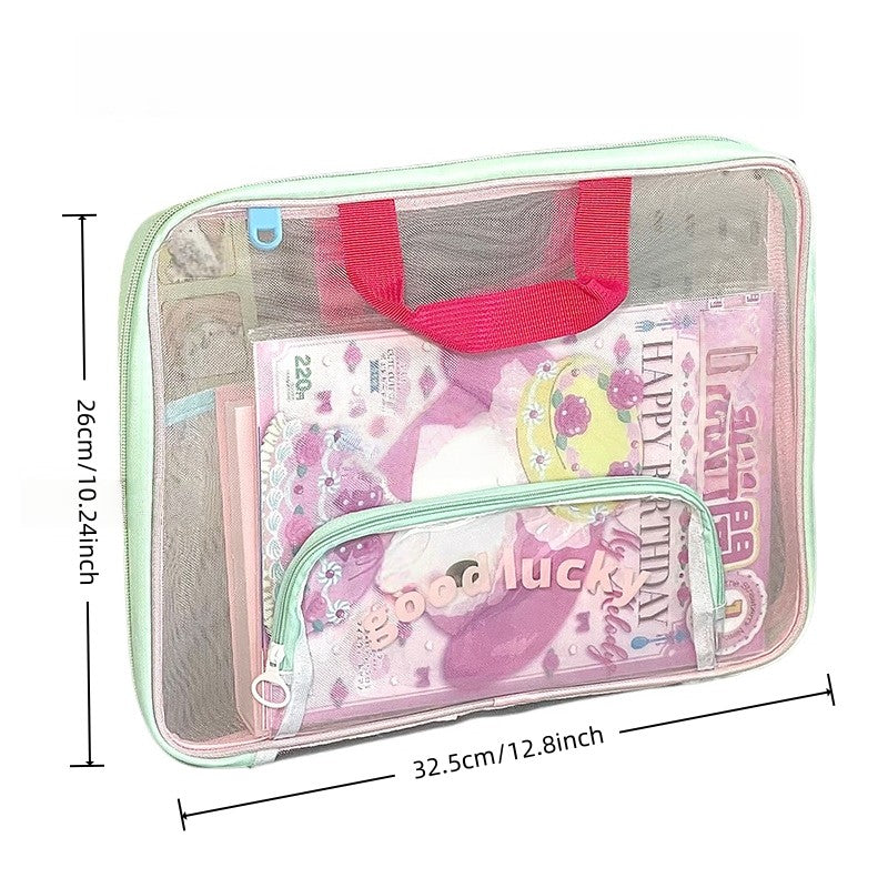 1 handheld file storage bag - 3-layer large capacity for organizers, durable file holders, school, office, home organizations -