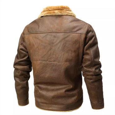 Winter Men's Suede Leather Coat High Quality Thick Fleece Warm Leather Jacket Fashion Turn Down Collar Male Loose Casual Coats