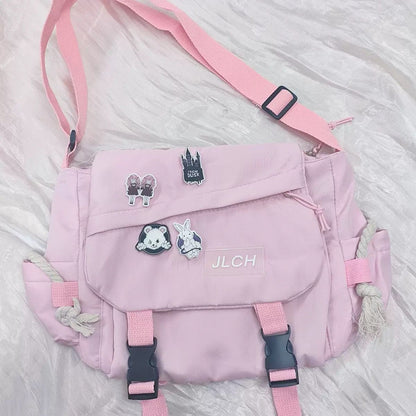 Women's Nylon Handheld One Shoulder Versatile Large Capacity Crossbody Bag Retro Work Travel Postman Bag