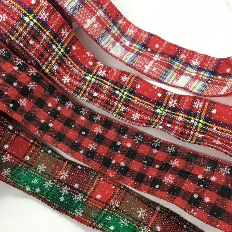 Gingham Ribbon Scottish Fabrics 10Y 2.5cm For Handmade DIY Craft Gift Floral Packing  Wedding Christmas Wreath Deco