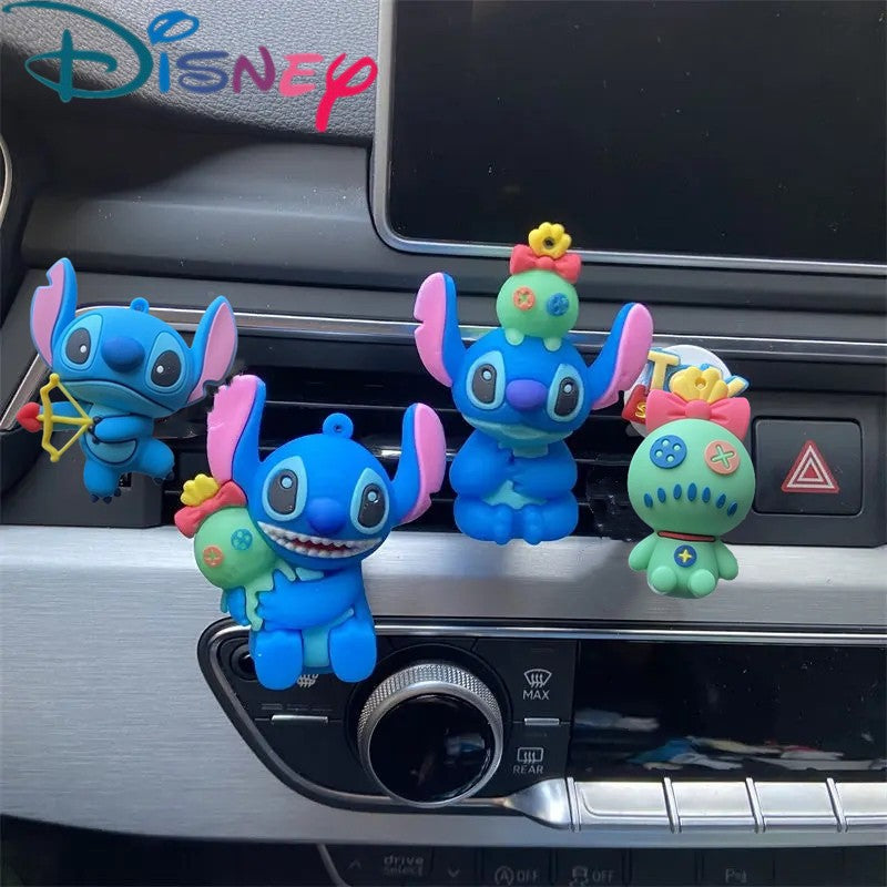 Suporte de Perfume para Carro Disney Stitch Enfeite de Carro Figura de Anime Stitch Clipe de Perfume de Carro Desenho Animado Difusor de Fragrância Brinquedo de Presente para Crianças