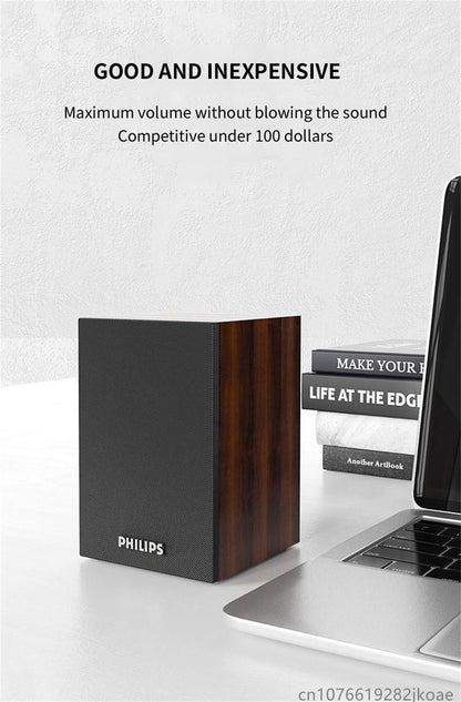 Caixas de Som Bluetooth Philips SPA20 Alto-falante Externo Reprodutor de Música Som Estéreo HiFi Subwoofer para Computador de Mesa Celular