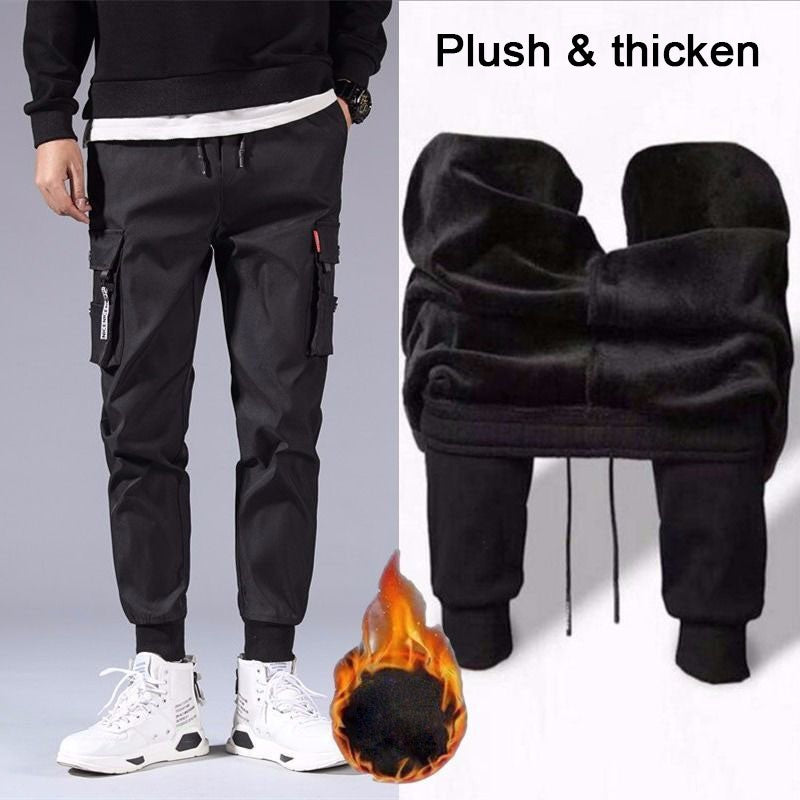 Winter Warm Lambswool Sweatpants Men's Plush Thicken Casual Joggers Trousers Male Fashion Loose Soft Waterproof Cargo Down Pants