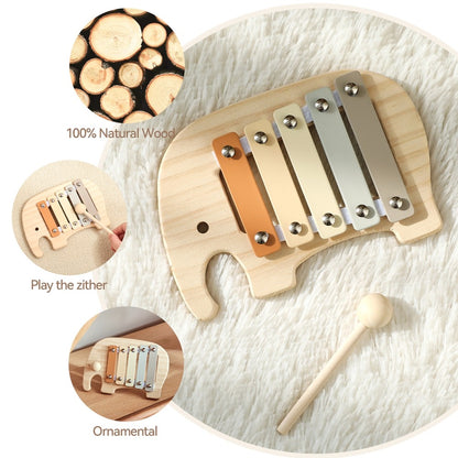 1pc Baby Wooden Rattle Wooden Elephant Xylophone Baby 0 3 Years Toys Make Sound Toys Music Rattle Wooden Kids Instruments Toys