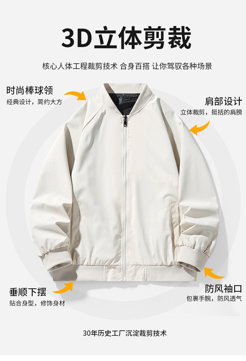 Men's Baseball Uniforms in Spring and Autumn Versatile Trendy Jacket Casual Stand Collar