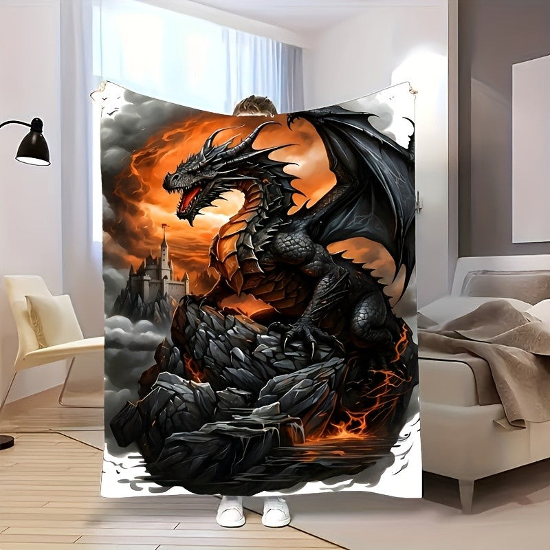 Manta de Flanela Dragão Gótico – Leve e Macia – Versátil para Todas as Estações, para Sofá, Cama e Viagem – Decoração de Casa Estilosa