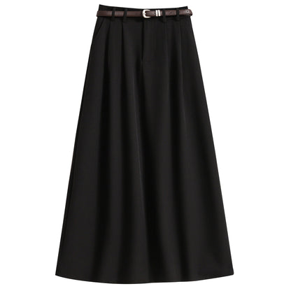 2025 Plus Size Skirts for Women Autumn Elegant Solid Women's Wrap Umbrella Skirts Korean High Waisted Suit Pleated Skirt