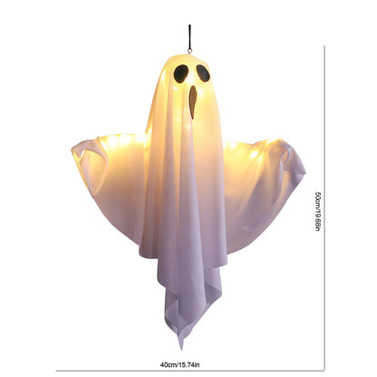 6FT Large Hanging Swing Ghost Halloween Decoration Cute White Ghost with String Light Spooky Ghost Ornament for Porch Yard Trees