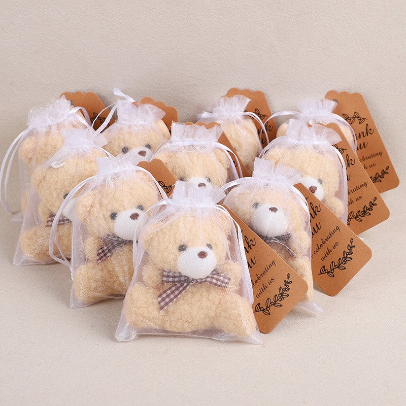 30pcs/10set Bear Gift with Organza Bag Thank You Card for Baby Shower Wedding Decoration Supplies Kids Birthday Party Guest Gift