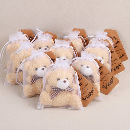 30pcs/10set Bear Gift with Organza Bag Thank You Card for Baby Shower Wedding Decoration Supplies Kids Birthday Party Guest Gift