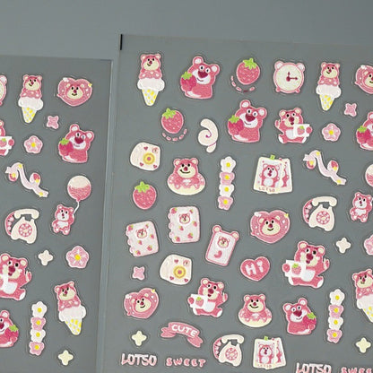 Adesivo de Arte para Unhas Disney Toy Story em Relevo 5D Desenho de Alienígena Lotso Decoração de Unhas Decalques Autoadesivos para Unhas DIY Decalque de Manicure