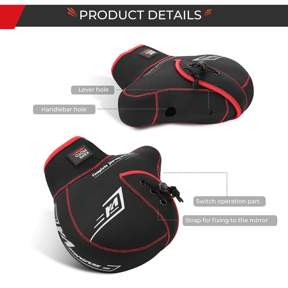 Luvas de guidão KEMIMOTO Luvas de mão para motocicleta Inverno Corta-vento Impermeável Lavável para Scooter ATV Snowmobile