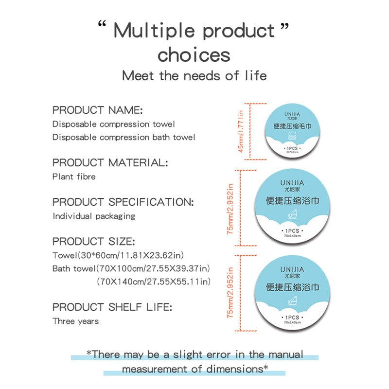 Premium Compressed Towel Tablets Disposable Towel Large Bath Towel Reusable Travel Towel for Hotel Camping Mountaineering Sports