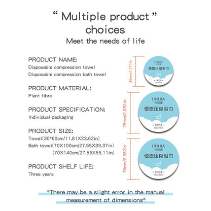 Premium Compressed Towel Tablets Disposable Towel Large Bath Towel Reusable Travel Towel for Hotel Camping Mountaineering Sports