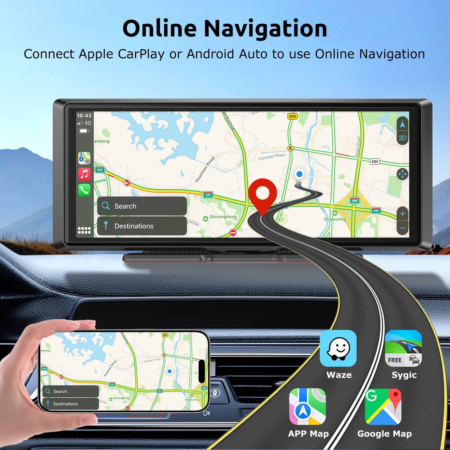 ESSGOO  8.1 inch Car Radio Multimedia Video Player Portable Stereo Wireless Carplay Android Auto For Universal Autoradio GPS WiF