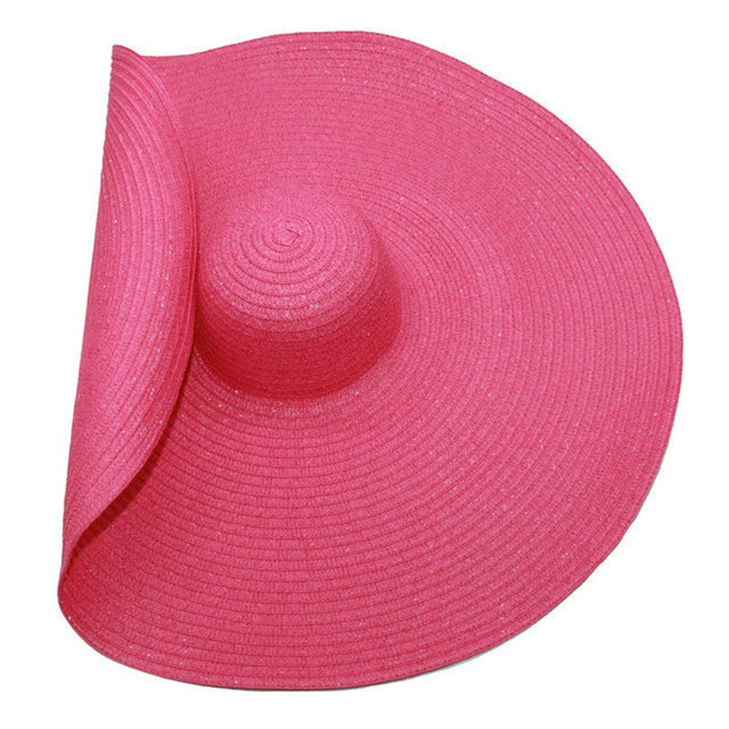 Big Beach Sun Straw Hat 30 40cm Brim 80 100cm Diameter Women Round Protect Travel Holiday Caps Foldable Super Large Straw Hat